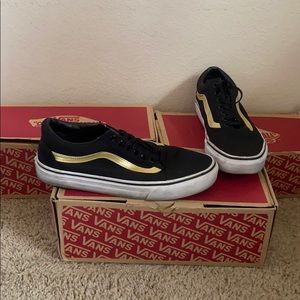 Black and Gold Low Top Vans